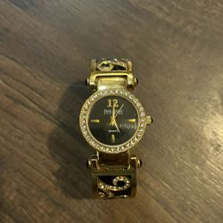 Vintage Joan Rivers Cuff Watch, Classics Collection black gold violet crystal