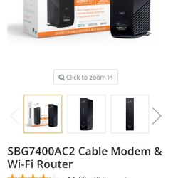 ARRIS SURFboard SBG7600AC2 DOCSIS 3.0 Cable Modem & AC2350 Dual-Band Wi-Fi Router, Approved for Cox, Spectrum, Xfinity & others (black)