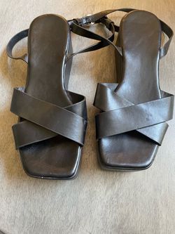 Black Leather Strappy Heeled Sandals