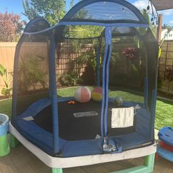 My 1st Trampoline for Kids 3-10 with Safety Enclosure Blue and Green