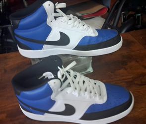 Nike Men's  11 Mid Royal Blues Top Lace Up Sneakers Blue/White/Black  Court Vision
