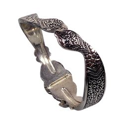 Snake Hinged Bangle Bracelet S/M Silver Tone Victorian Goth Viper 50s MCM VTG
