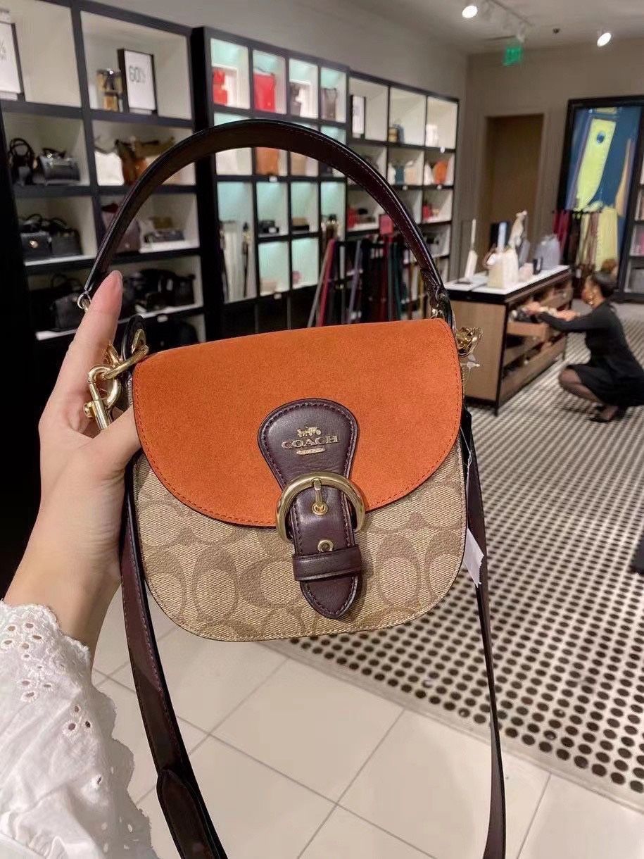 Coach Kleo 17 signature suede khaki/multi C5691 NWT