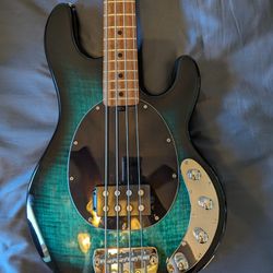 Music Man Sterling Stingray Ray34 FM Bass Guitar - Teal - Like New!