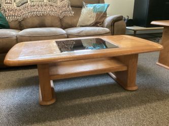 Oak Coffee Table, end table, and TV stand.  Will take $80 for all three pieces.