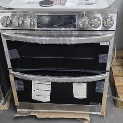New Lg Instaview 5 Burner Gas Range With Air Fryer Self Cleaning Convection 