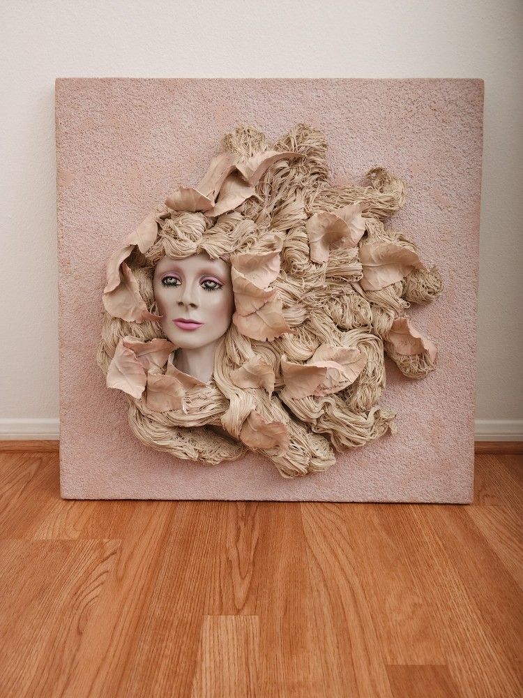 Elaine Ware & Paul Fleming Porcelain/Ceramic 3D Lady artwork. Very heavy, face is placed on top of the base. Have papers. 26"H X 26W