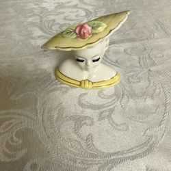 Vintage Betty Grable Yellow Lady Head Vase