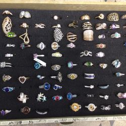 Over 80 New rings ~ Majority Are Size  8-9. They Can Be Sized, Semi Precious Stones! $8 Each Or $225 For All