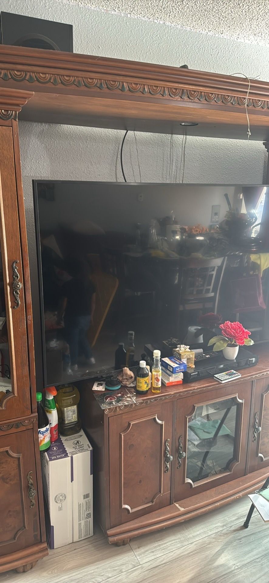 Brown tv stand set