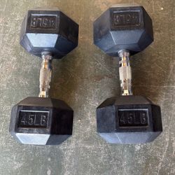 45 Lbs/pounds Rubber Dumbbells Set
