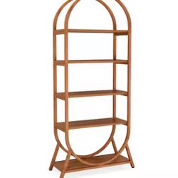 New Other ByBlight Eulas 70.87” Tall Brown Wood 5 Shelf Etagere Bookcase W/ Arch