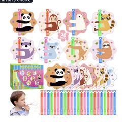 32 Pack Mini Bubble Wands with Valentines Animal Themes 