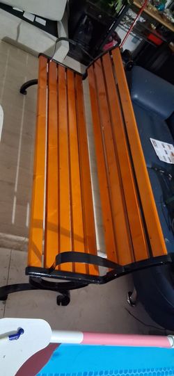 Outdoor Park Bench with Wood Slats