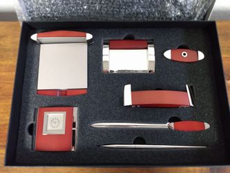 Luxury Design with Polished Rose Wood tone and Chrom Plated Brass Desktop Supplies Office Stationery Set ( brand new)