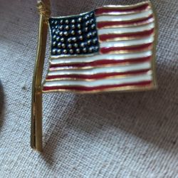 Vintage American Flag Brooch Pin 