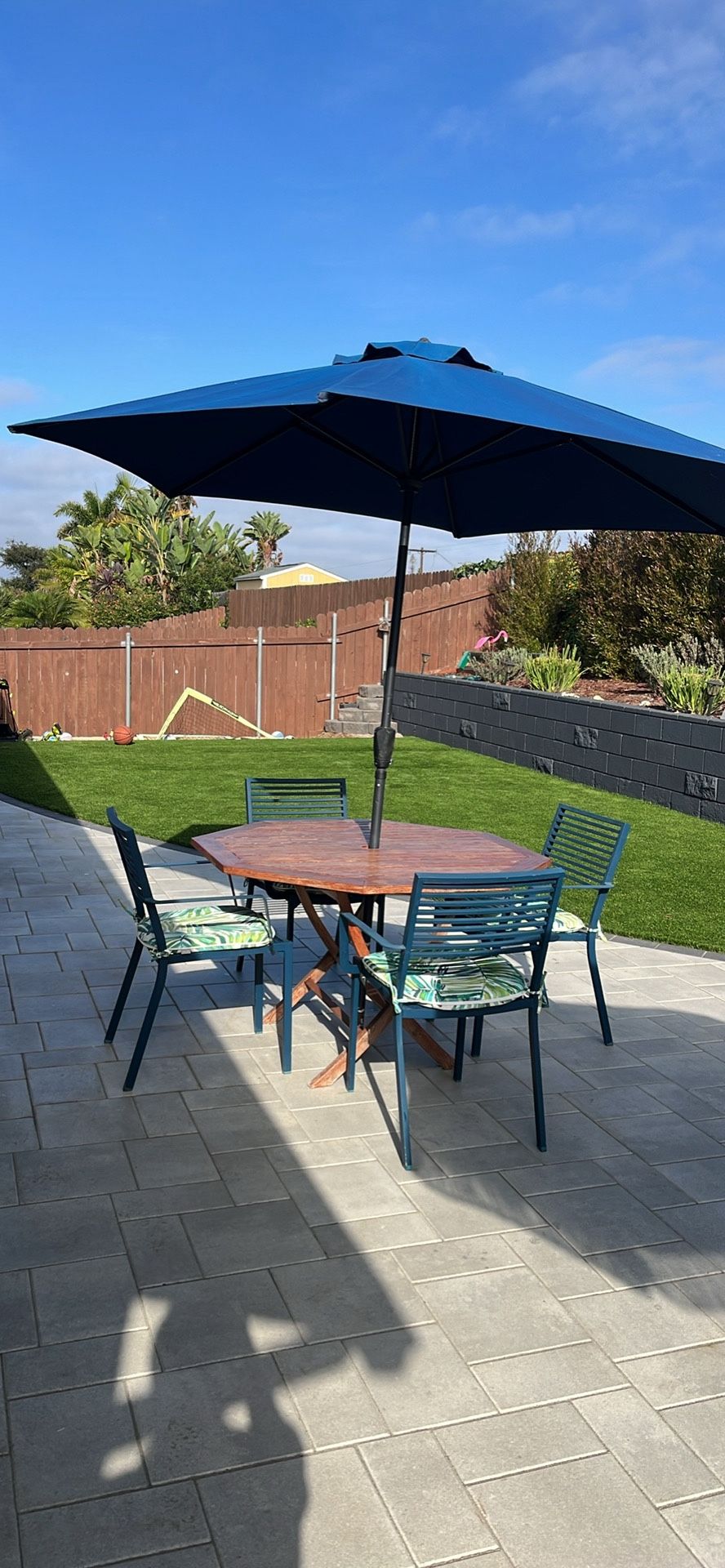 Patio Furniture Table, Chairs, Cushions & Umbrella