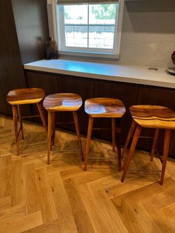 HD Buttercup MCM solid acacia wood bar counter stools (set of 4)