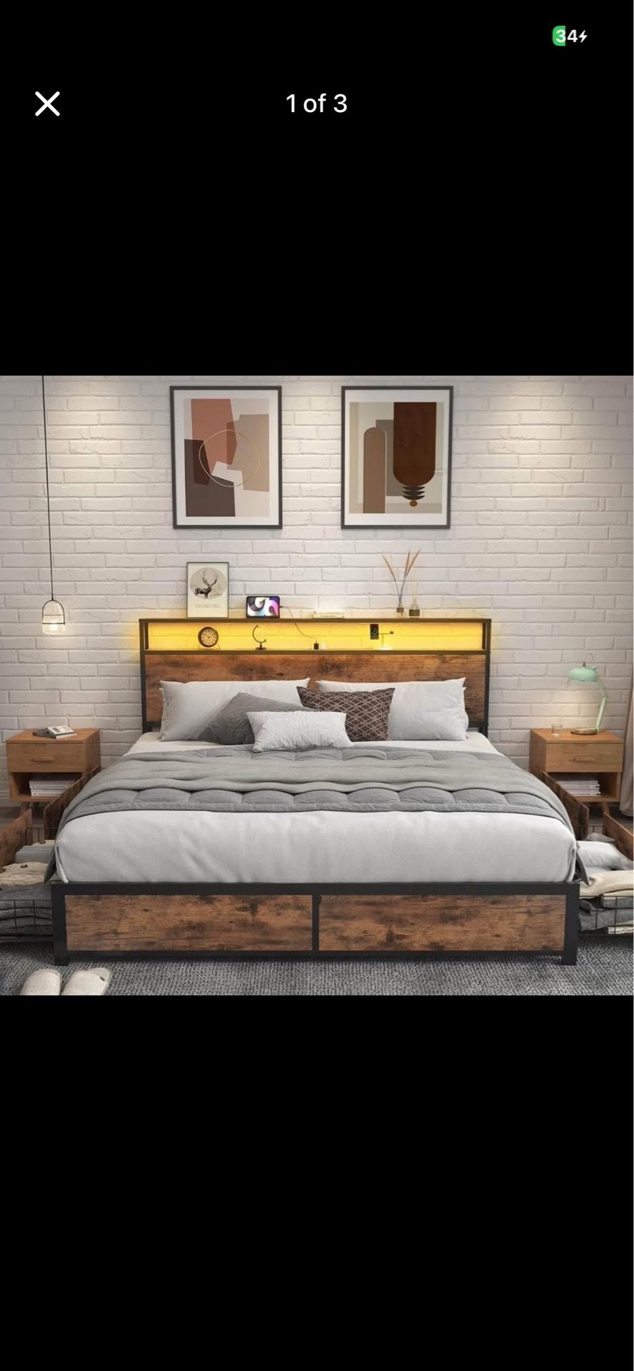 Queen bed frame and mattresses