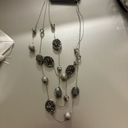 New York & Company Silver Multi-Charm Necklace