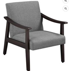 Yaheetech Modern Fabric Accent Armchair with Rubber Wood Legs, Dark Gray