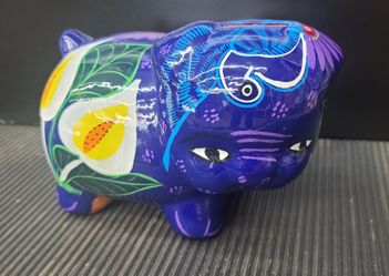 Cute Talavera Pottery Piggy Bank Mexican Folk Art