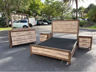 Beautiful Bedroom Set Queen Size Solid Wood Brown Color Like New by Crown Mark Furniture