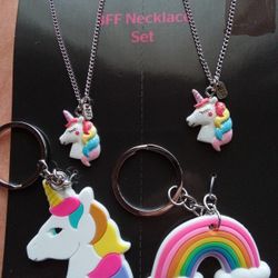 BFF Unicorn Keychain and Necklace Set