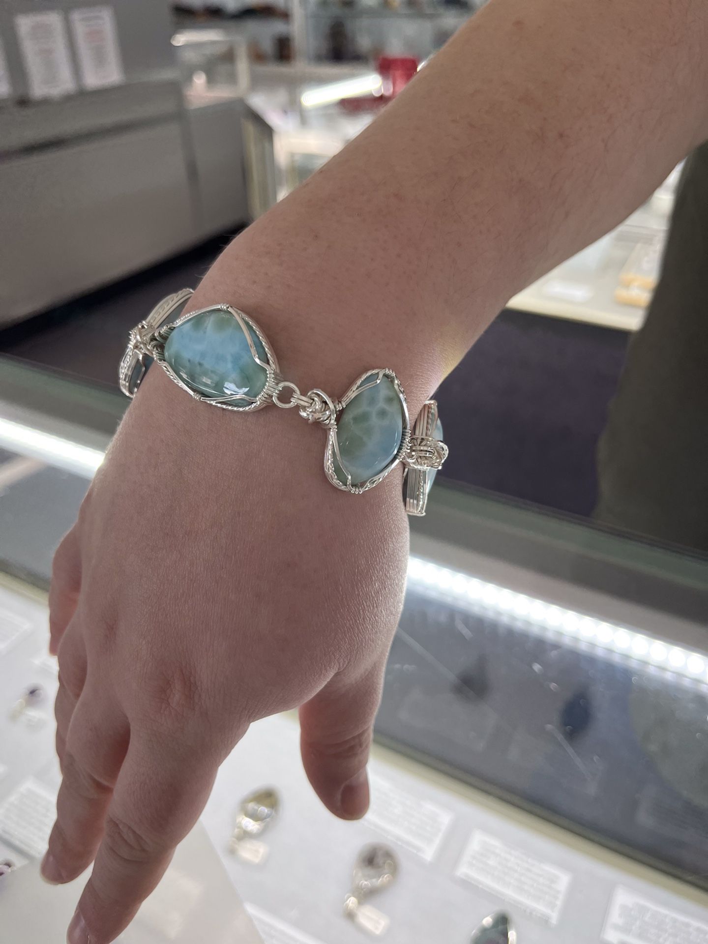 Larimar and Silver Bracelet Custom Made