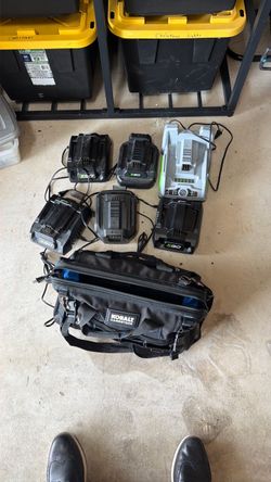 EGO Battery Chargers and Kobalt Tool Bag Lot