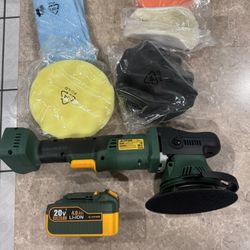 Cordless Buffer Polisher, 20V Brushless Car Polisher, 4.0Ah Battery, 6 Speed 2000-5500 RPM, Dual Action, D-Handle, Side Handle, Charger, with 4 Pads f