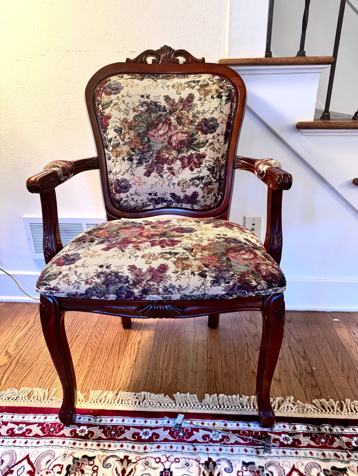 THREE Embroidered Arm Chairs