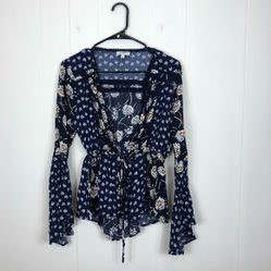 Umgee Floral Bell Sleeve Kimono Sz M