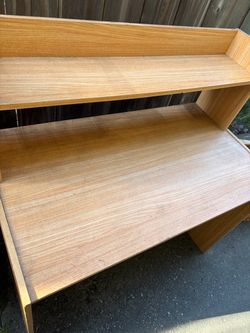 Wood Computer Desk w/ Upper Shelf – Good Condition
