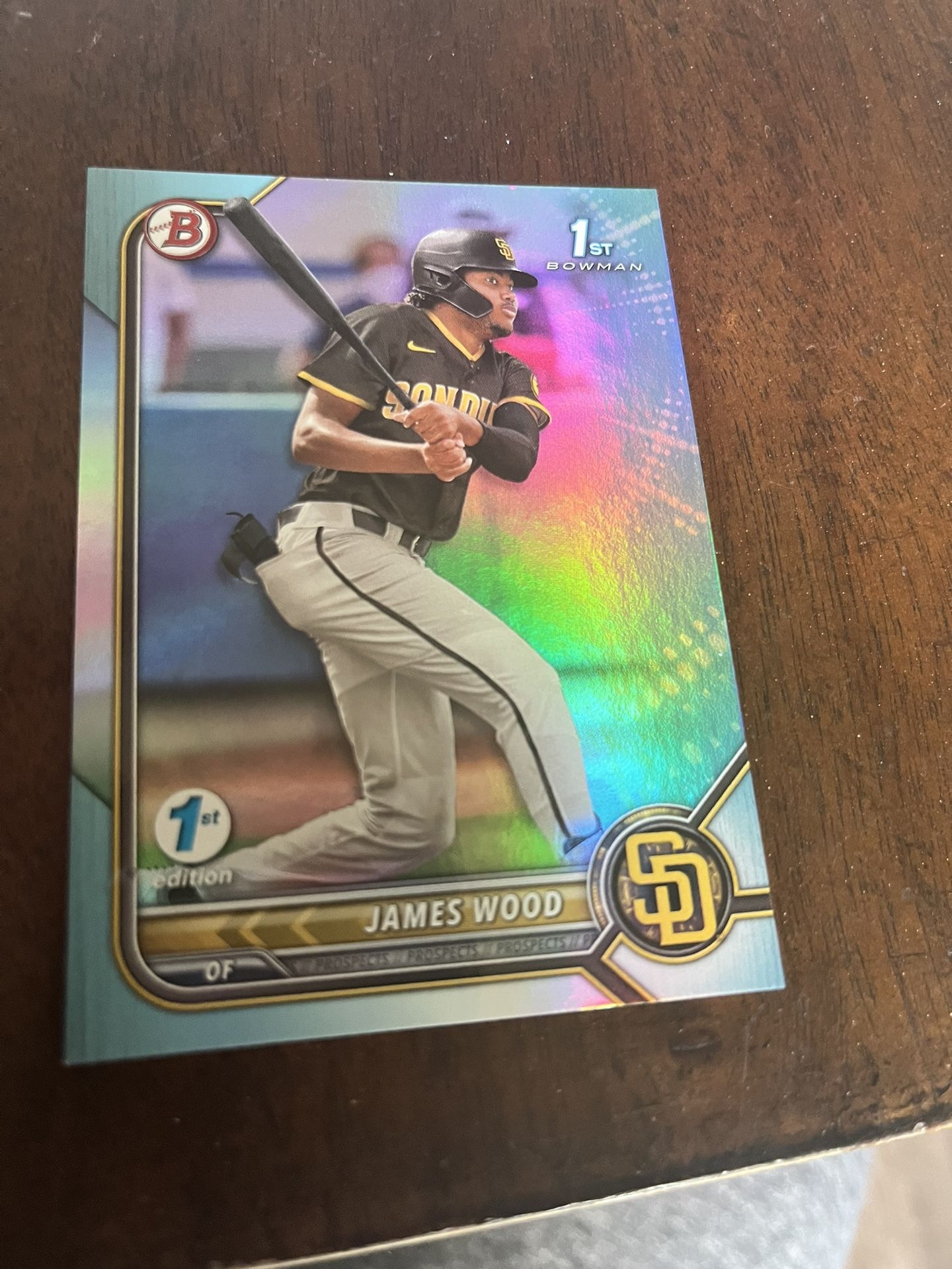 2 CARD LOT 🔥 JAMES WOOD 1st EDITION 1st Bowman Skyblue Refractor PLUS 2022 James Wood Draft PURPLE /250 ( Hard To See Bottom Right /250)