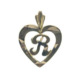 Woman’s Ladies 10k Yellow Gold Initial R In A Heart Pendant GP3128536