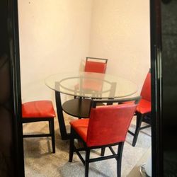Glass table and chairs