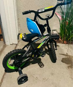 Huffy 12" Rock It Kids' Bike, Fits Riders 37" - 42", Gray/Green, Youth, Boys