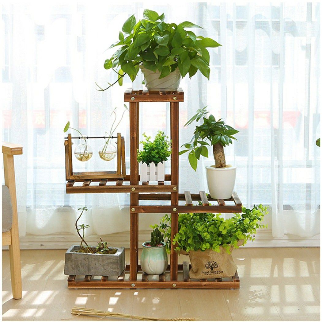 4 Tier Wooden Plant Stand Shelf Garden Indoor or Outdoor