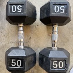 Rubberized Dumbbells 50lbs each (2)