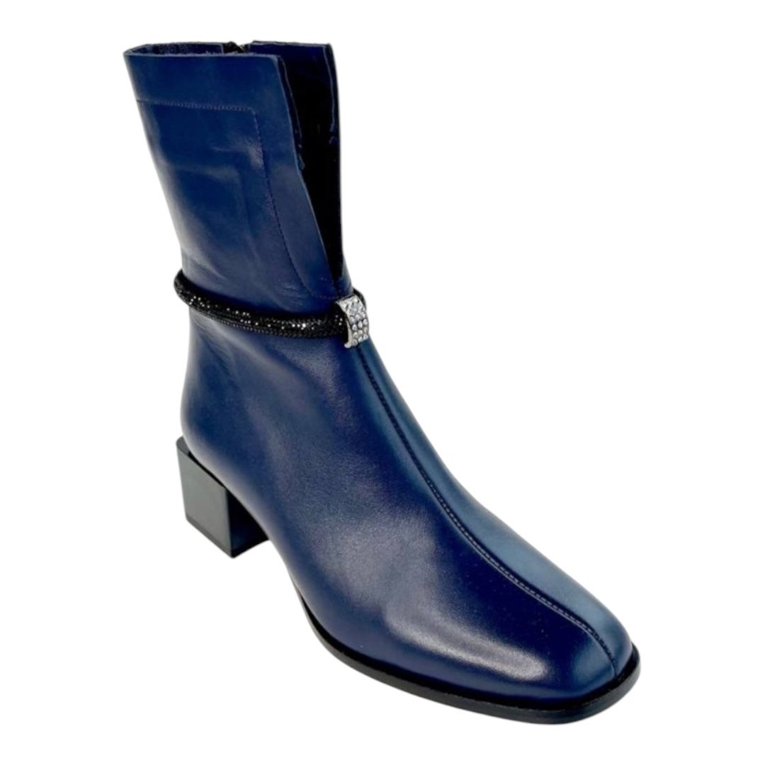 Navy Leather Boots