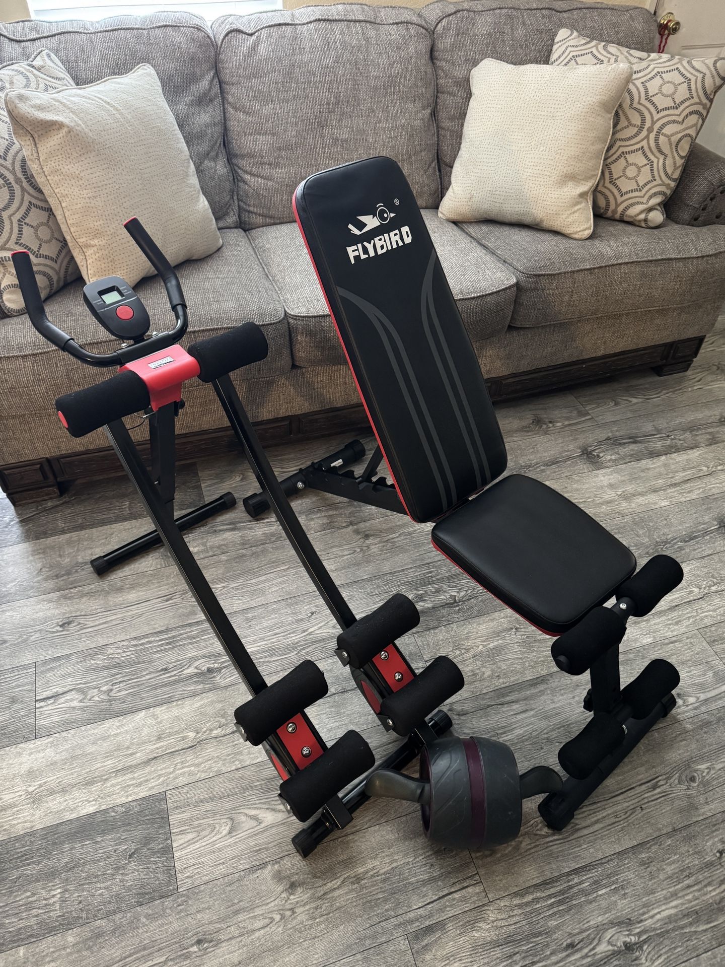 Ab Machine Adjustable Weight Bench Home Gym Set Workout