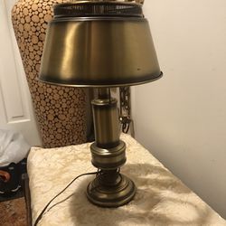 Vintage Brass Desk Table Lamp With Brass Shade 24”h