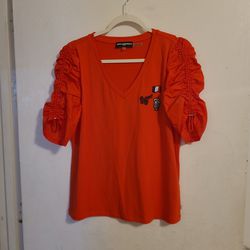 Karl Lagerfeld Paris Shirt, Size Medium, Color Tangerine Orange