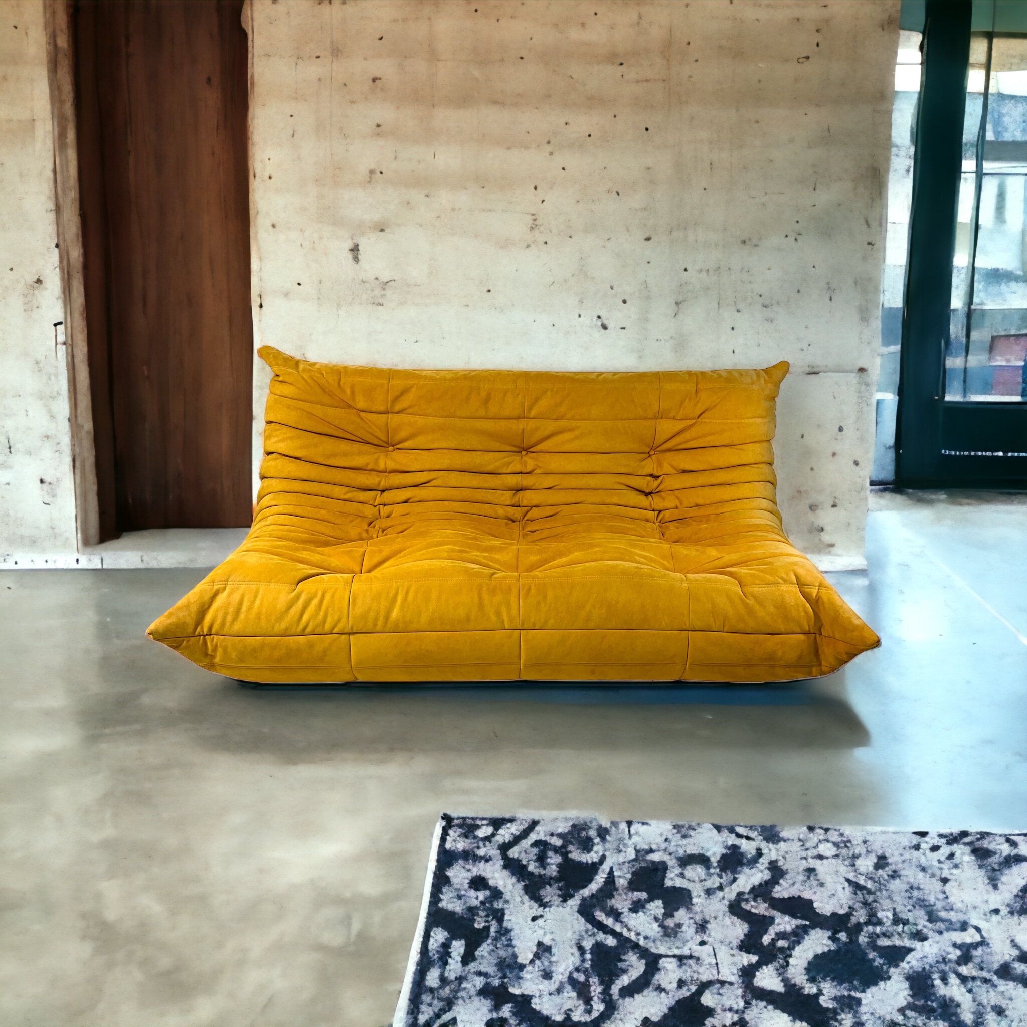 Michel Ducaroy for Ligne Roset, Original Togo Sofa Set Of 2 In Curry Alcantara
