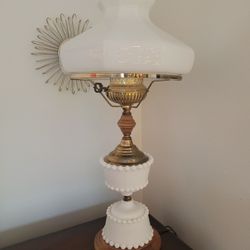 Vintage  Milk Glass Lamp-White MCM Lamp 25" Tall 
