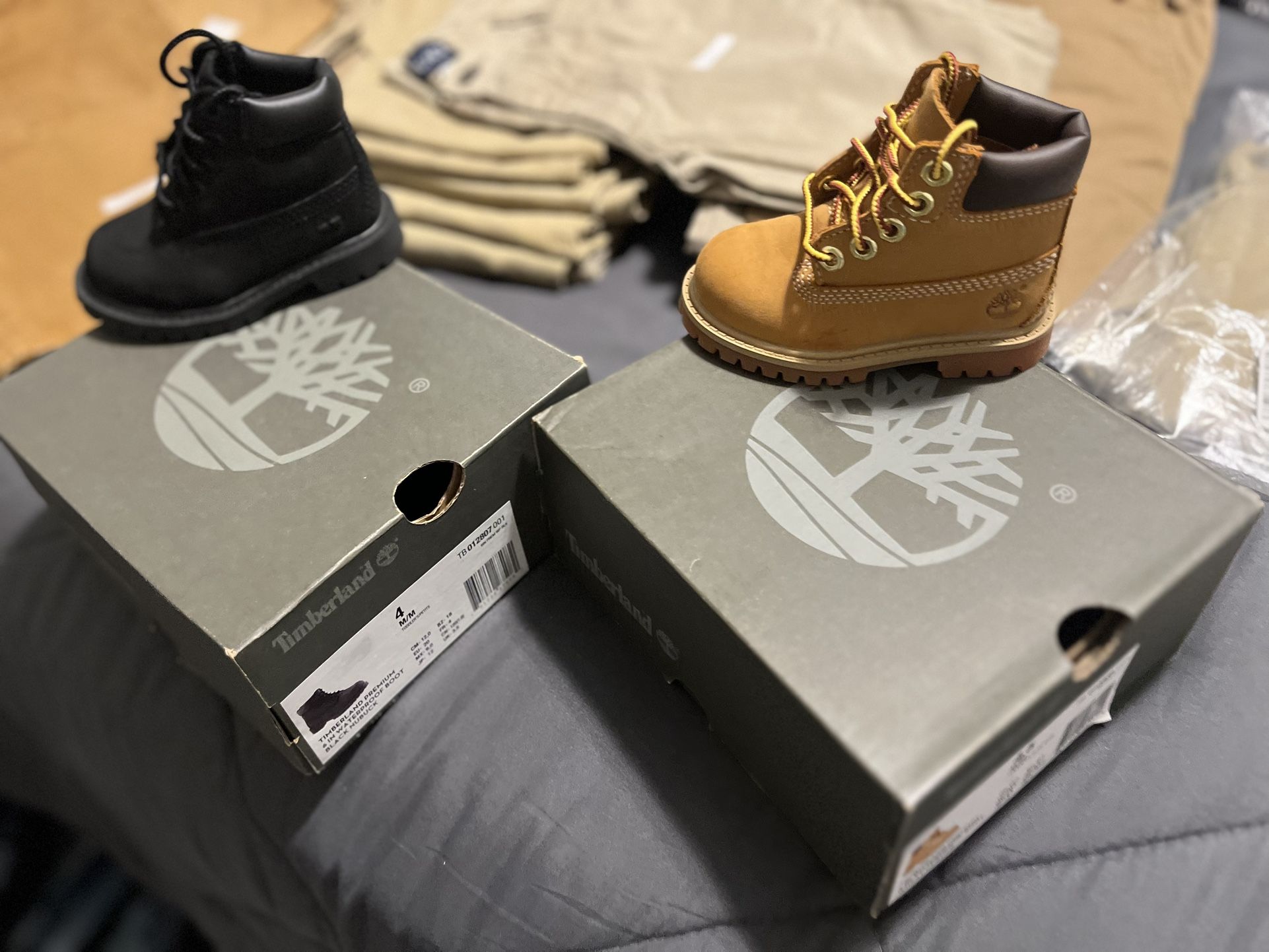 Timberland Black Size 4c Baby Size..Worn Once New Condition $50 $55..)) (Gold New!! Size 4.5..,$55..$60 (Both With Box)