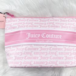 Juicy Couture Large Travel Cosmetic Makeup Toiletries Bag New NWT Pink White