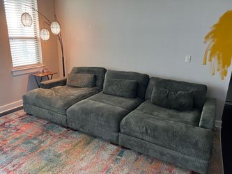 Wade Logan Antravian 127.5" Extra-Deep Sofa - Dark Green Corduroy