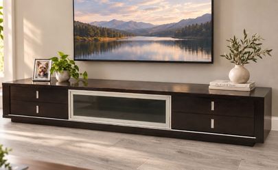 Extra-Long Espresso Entertainment Center / TV Console